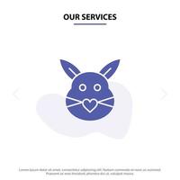 onze Diensten konijn konijn liefde schattig Pasen solide glyph icoon web kaart sjabloon vector