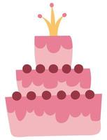 mooi roze taart. getrokken stijl. wit achtergrond, isoleren. vector illustratie.