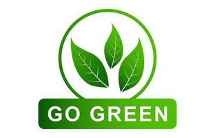 eco groen icoon logo. Gaan groen label. groen vertrekken, badges lauwerkrans, fabriek element. vector illustratie. eps 10.
