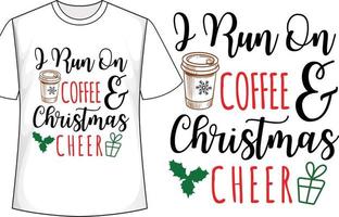 ik rennen Aan koffie en Kerstmis juichen Kerstmis t overhemd ontwerp vector