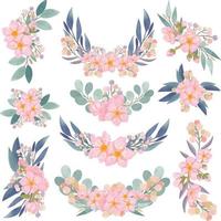 reeks van waterverf sakura bloem, roze flora clip art vector