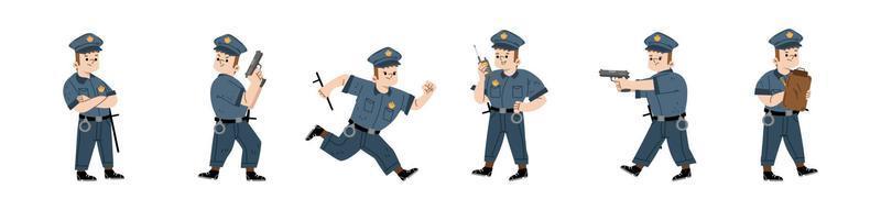 kind in politieagent kostuum, jongen Speel Politie officier vector