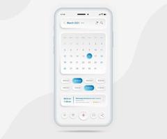 mobiel app kalender ontwerper concept, afspraak kalender sjabloon ui ux, smartphone kalender schema agenda jaar- planning vergadering sollicitatie, kalender evenementen, werkzaamheid, evenement app, vector telefoon