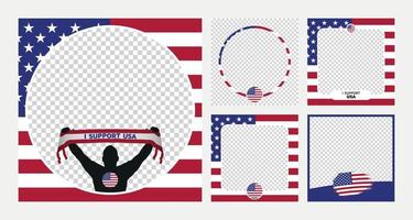 ik ondersteuning Verenigde Staten van Amerika Verenigde staten van Amerika wereld Amerikaans voetbal kampioenschap profil afbeelding kader banners voor sociaal media vector