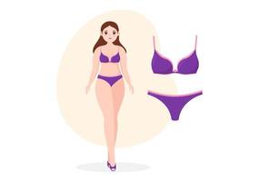 verzameling van elegant vrouw lingerie, beha en ondergoed ondergoed met roze en Purper kleur Aan vlak tekenfilm hand- getrokken Sjablonen illustratie vector