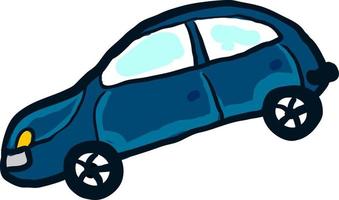 blauw auto, illustratie, vector Aan wit achtergrond.