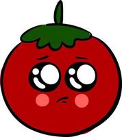 verdrietig tomaat, illustratie, vector Aan wit achtergrond.