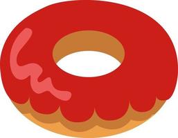 donut met rood room, illustratie, vector Aan een wit achtergrond