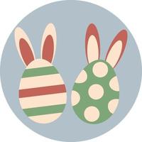 eieren met konijn oren, illustratie, vector Aan een wit achtergrond.
