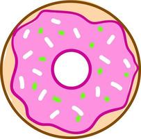 roze donut, illustratie, vector Aan wit achtergrond.