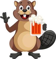 bever Holding bier, illustratie, vector Aan wit achtergrond.