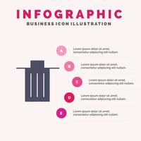 mand geweest verwijderen vuilnis uitschot solide icoon infographics 5 stappen presentatie achtergrond vector