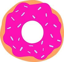 roze donut, illustratie, vector Aan wit achtergrond.