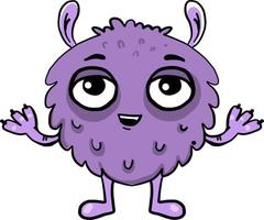 gelukkig Purper monster, illustratie, vector Aan een wit achtergrond.