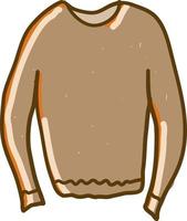 bruin trui, illustratie, vector Aan wit achtergrond.