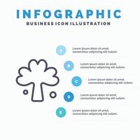 Klaver groen Ierland Iers fabriek lijn icoon met 5 stappen presentatie infographics achtergrond vector