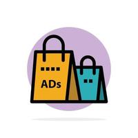 reclame zak handtas boodschappen doen advertentie boodschappen doen abstract cirkel achtergrond vlak kleur icoon vector