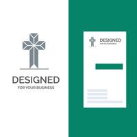 viering christen kruis Pasen grijs logo ontwerp en bedrijf kaart sjabloon vector