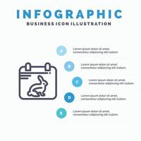 kalender dag Pasen datum lijn icoon met 5 stappen presentatie infographics achtergrond vector