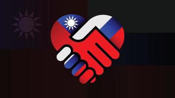 Rusland en Taiwan vlaggen in relaties handdruk. twee vlaggen samen. geschikt gebruik naar Rusland en Taiwan evenement vector