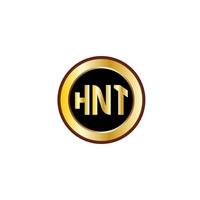 creatief hnt brief logo ontwerp met gouden cirkel vector