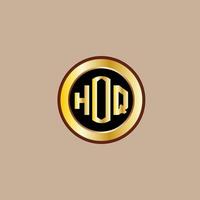 creatief hoq brief logo ontwerp met gouden cirkel vector