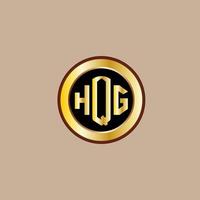 creatief hqg brief logo ontwerp met gouden cirkel vector