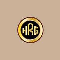 creatief hrg brief logo ontwerp met gouden cirkel vector