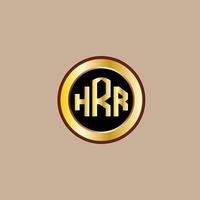 creatief hrr brief logo ontwerp met gouden cirkel vector