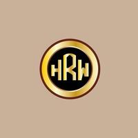 creatief hrw brief logo ontwerp met gouden cirkel vector