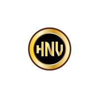 creatief hnv brief logo ontwerp met gouden cirkel vector