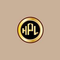 creatief hpl brief logo ontwerp met gouden cirkel vector