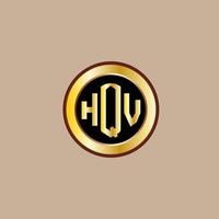 creatief hqv brief logo ontwerp met gouden cirkel vector