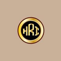 creatief hri brief logo ontwerp met gouden cirkel vector