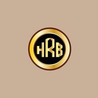 creatief hrb brief logo ontwerp met gouden cirkel vector