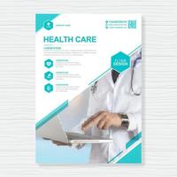 zakelijke gezondheidszorg dekking a4 sjabloonontwerp en plat pictogrammen voor een rapport en medische brochureontwerp, flyer, folders decoratie voor afdrukken en presentatie vectorillustratie vector