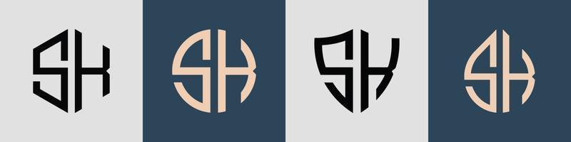 creatief gemakkelijk eerste brieven sk logo ontwerpen bundel. vector
