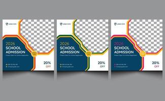 kleurrijk schoon elegant modern professioneel creatief zakelijke kinderen terug naar school- toelating onderwijs online advertenties digitaal afzet plein Promotie sociaal media banier post ontwerp sjabloon. vector