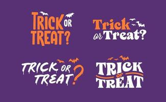 truc of traktatie belettering ontwerp. halloween bericht. vector