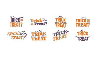 truc of traktatie belettering ontwerp. halloween bericht. vector