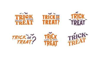 truc of traktatie belettering ontwerp. halloween bericht. vector