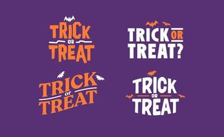 truc of traktatie belettering ontwerp. halloween bericht. vector