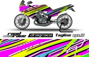 vol vector slepen racing motorfiets sticker omhulsel ontwerp eps.10