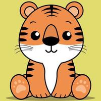 schattig baby tijger, kawaii tijger zittend vector