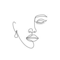 schoonheid oog zweepslag vrouw gezicht een lijn kunst tekening vector