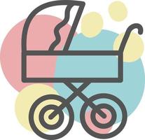 baby wandelwagen, illustratie, vector, Aan een wit achtergrond. vector