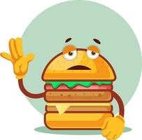 hamburger is Holding een hand- omhoog, illustratie, vector Aan wit achtergrond.