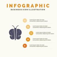 dier vlinder Pasen natuur solide icoon infographics 5 stappen presentatie achtergrond vector