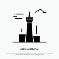 architectuur en stad gebouwen Canada toren mijlpaal solide glyph icoon vector