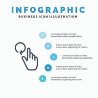 hand- vinger gebaren herladen lijn icoon met 5 stappen presentatie infographics achtergrond vector